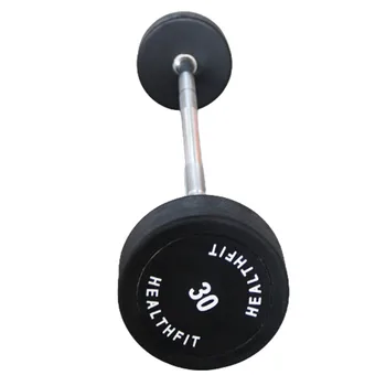 Hot selling gym Fitness accessories rubber fixed barbell weight fixed straight EZ curl rubber barbell set