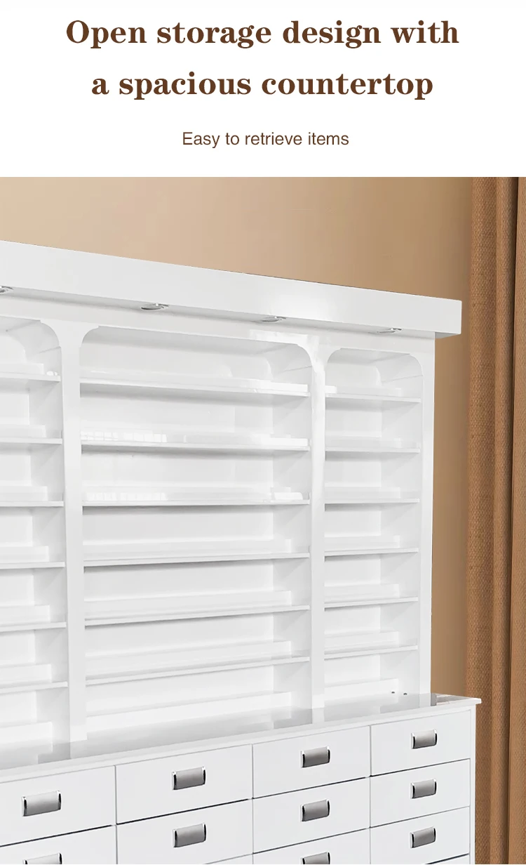 French White High Gloss Salon Furniture - Display Racks