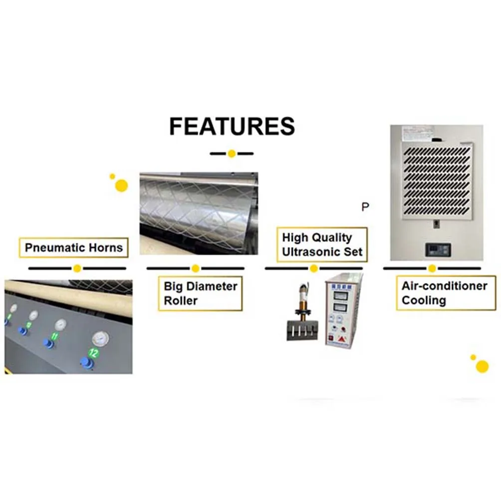 Pneumatic Cross Horns Design Computer Control Ultrasonic Embossing Quilting Machine