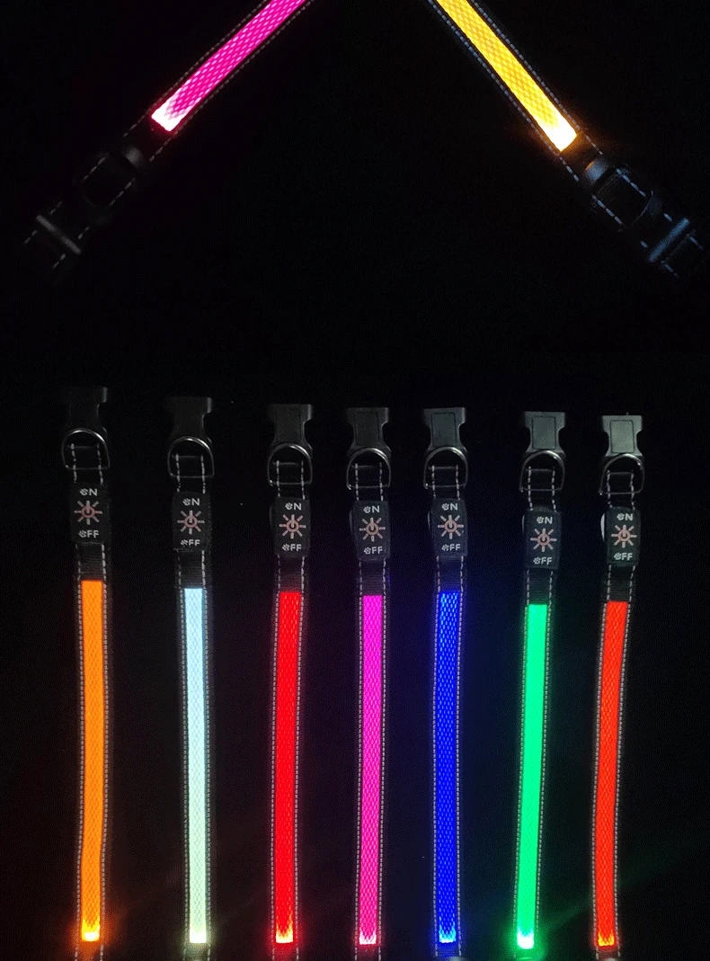 Led Light Up Dog Leash Set Led Illuminating Walking Night Glowing