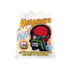 Summer Gothic Style Women's Short Tops New Y2K Graphic T-Shirts with Cartoon Printed Sleeveless Tank Crop Knitted Fabric