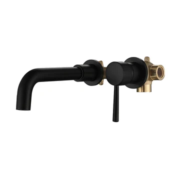 Hotel 2 Holes Black Faucet Wall Mounted Widespread Basin Faucet Bathroom Faucets Separated Water Mixer