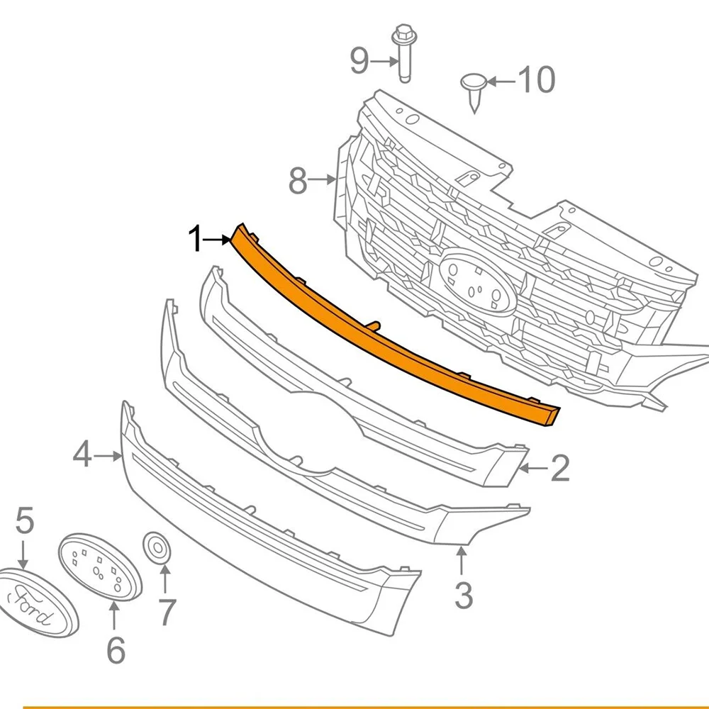 Car Front Grille Trim Strips BT4Z8200A BT438150AB Front Chrome Grille-... — 6