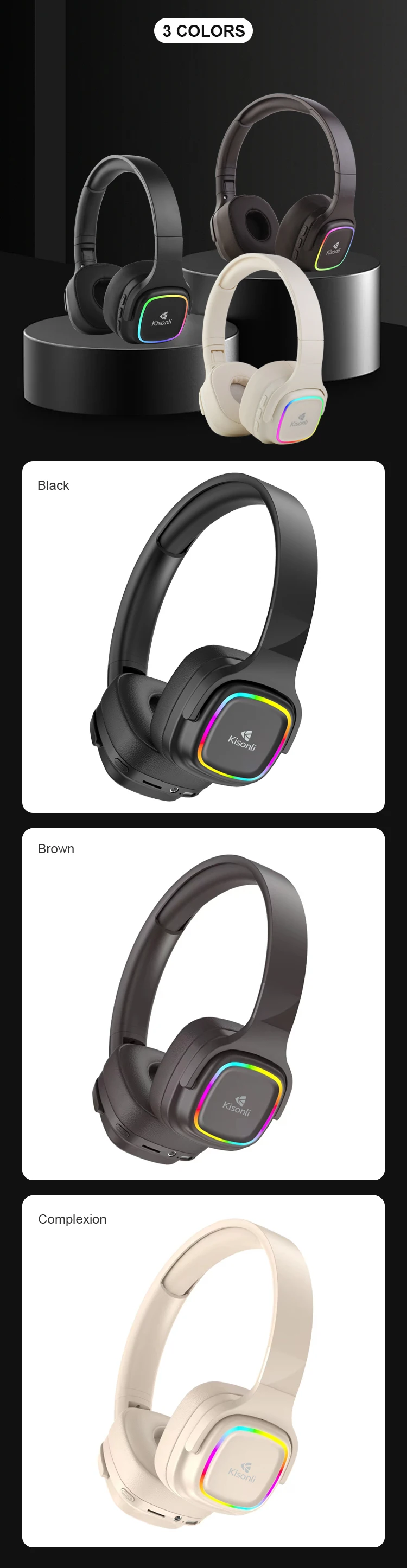 Kisnoli A11 Gaming Products Premium Headphones TWS Headseat with Light