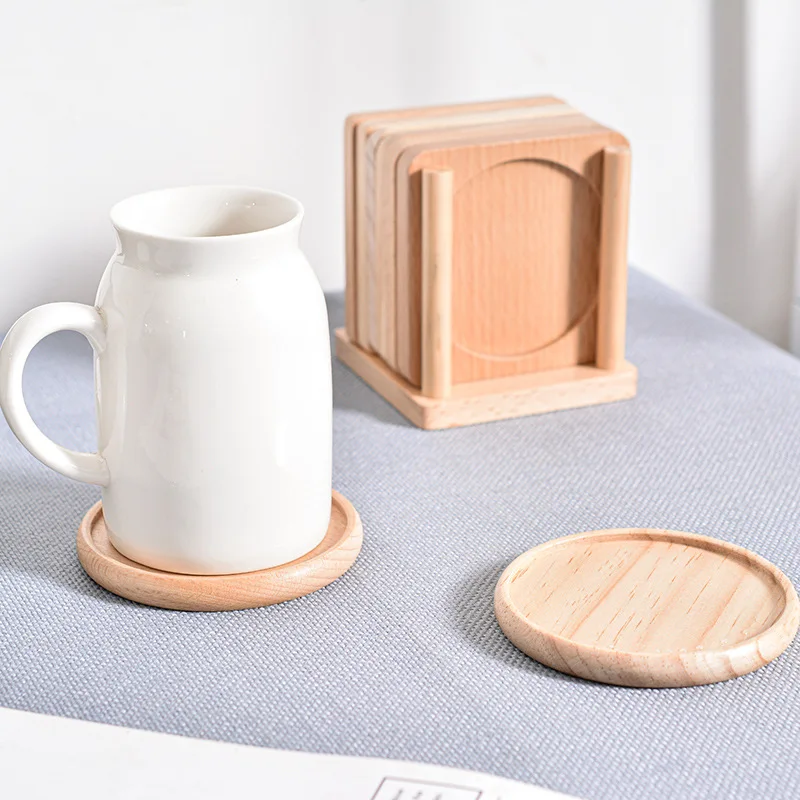 Eco Friendly Cup Mat Round square Oak Beech Bamboo Acacia Walnut Drink Pot Tea Coffee Cup Blank Wooden Insulation Coaster