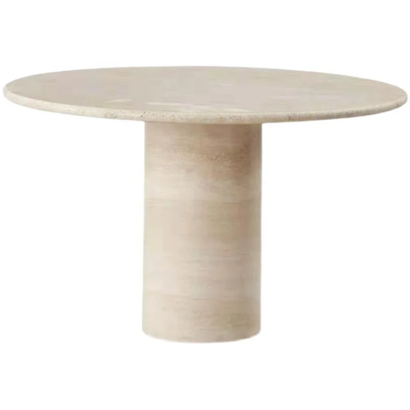 Modern Italian Natural Stone Travertine Dining Table Round Marble  Table