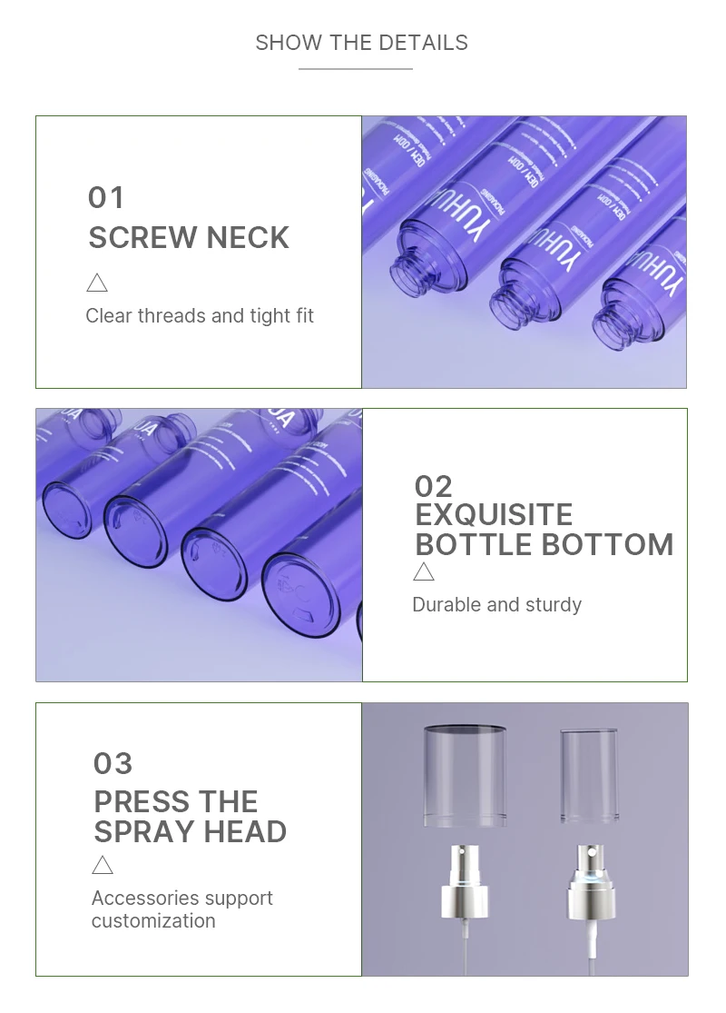 Premium Custom 40ml-300ml PET Plastic Mist Spray Bottle with Electroplated Surface and Fine Mist Sprayer for Cosmetic Use