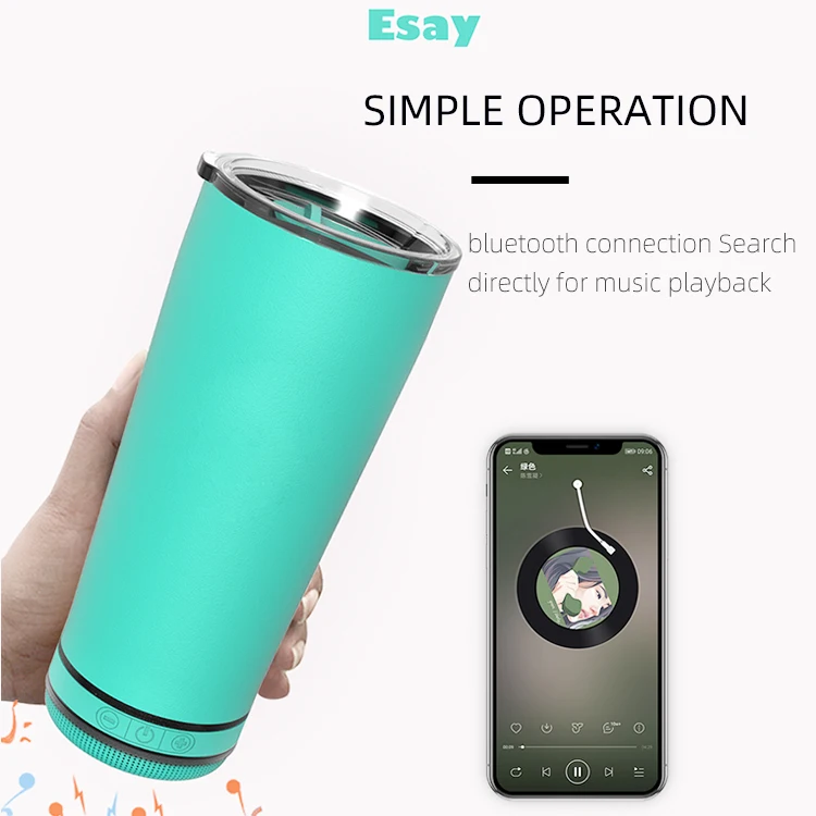 Christmas Gift Portable Wireless Music Cup with Glitter Wireless Speakers On Bottom Stainless Steel Music Tumbler With Speaker