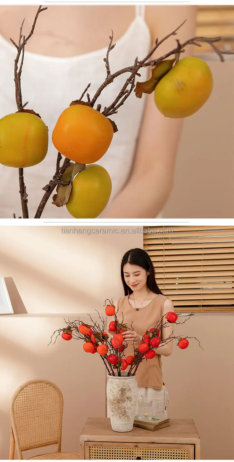 New Natural Simulated persimmon fruit Wholesale of fake flowers for home decoration and wedding celebrations.jpg