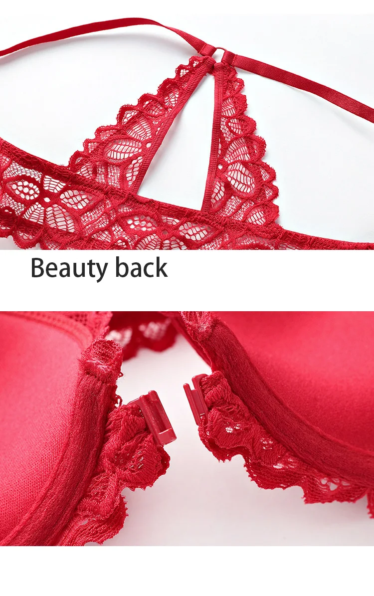 New French Style Sexy Lace Red Push Up Buckled Front And Y-line Beauty ...