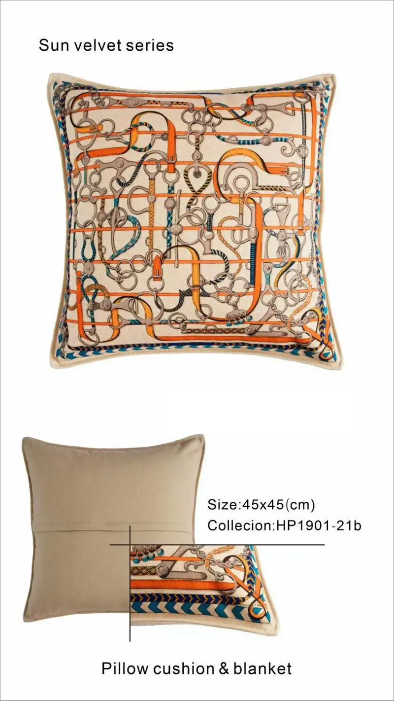 Orange Luxury Pillow Covers H Letter Wool Pillow Cushion Throw Pillow