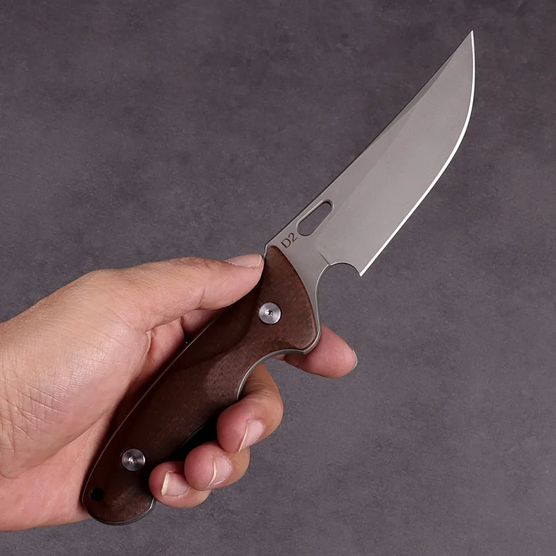 2023 New Micarta Handle Hunting Knife D2 Outdoor Camping Survival Defensive Fixed Blade Knives