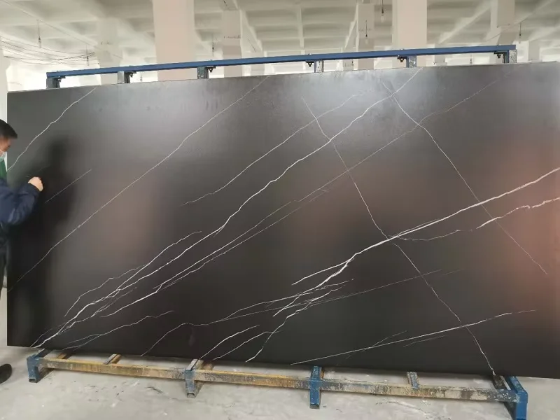 Lauren Black Gold Sintered Stone Artificial Stone Slabs with Black Gold Cladding Sintered Stone