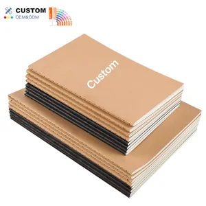 Recycled Kraft Sew Binding Dotted Grid A5 Notebook for Kids Writing Sketch Drawing School Study Stationery Supply