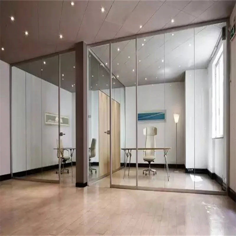 product 84mm aluminum frame steel keel panoramic side single glass partition for luxury residential lobbies-1