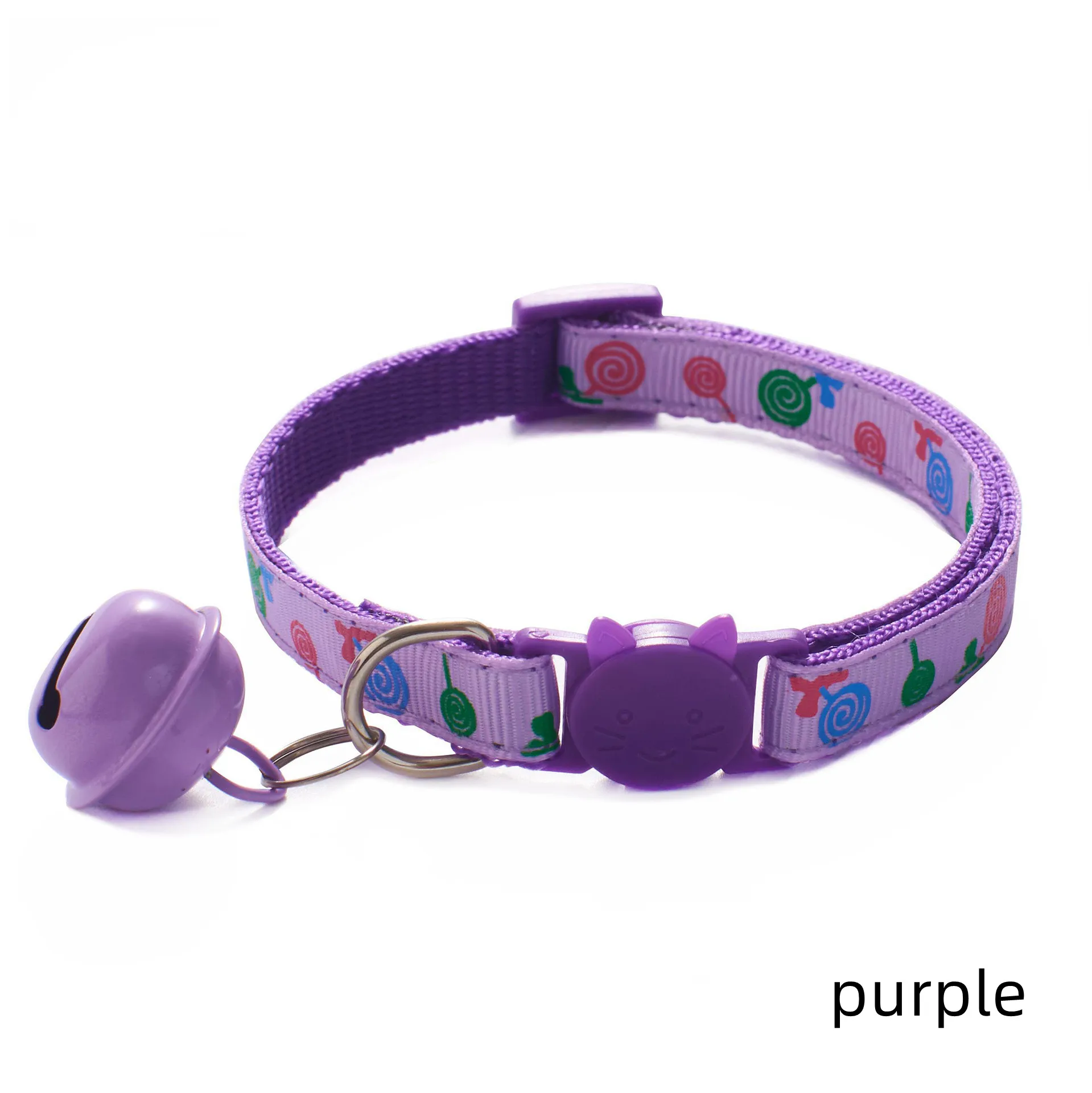 Lollipop Pattern Cat Collar Big Bell Collar for Cats Safety Buckle Pet Supplies Wholesale