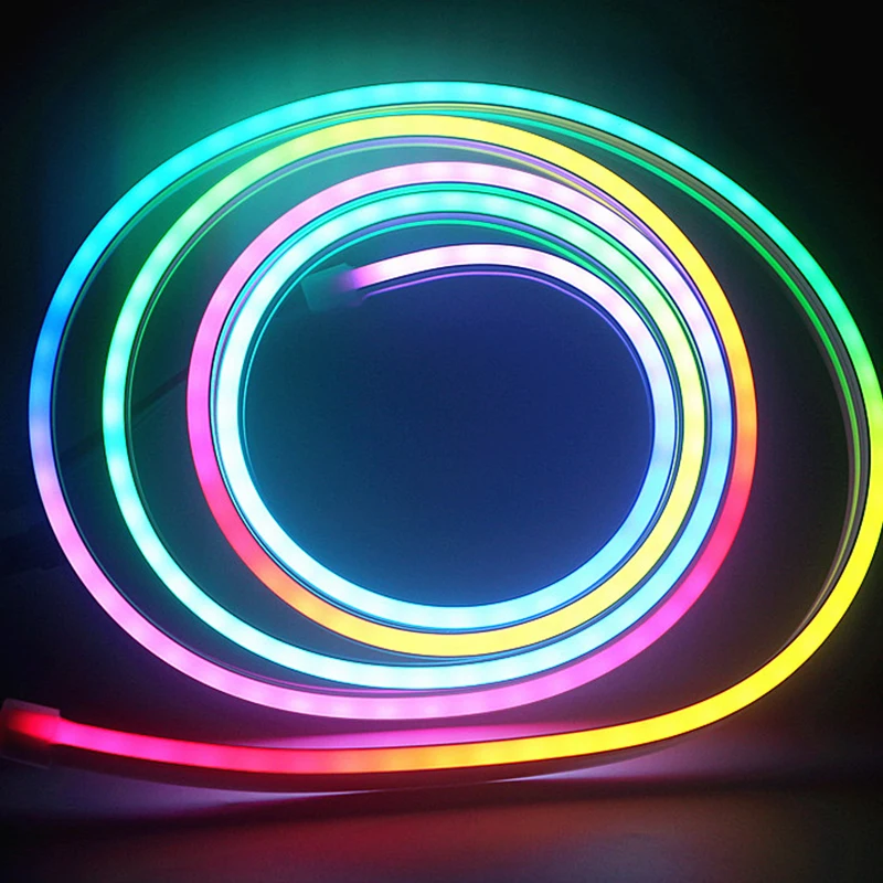 Радуга Smart Digital RGB адресуемых 12V веревочки гибкого трубопровода СИД декорационный наружный водонепроницаемый силиконовая трубка 5 м Гибкий неоновый светодиодный