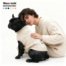 Dog Sweater Puppy Pullover Pet Clothes Customized Soft Warm Winter Handmade Crochet Pet Knitted Solid Color Eco-Friendly