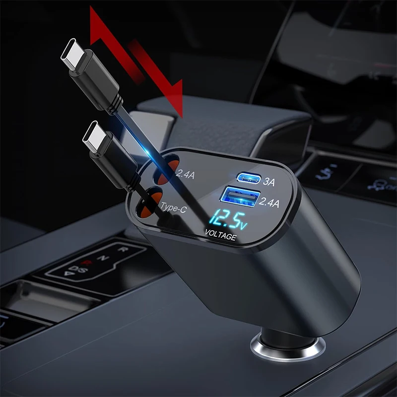 Caricatore Auto USB-C 100W 6 Porte – Ricarica Super Veloce Per IPhone E Android – Nero
