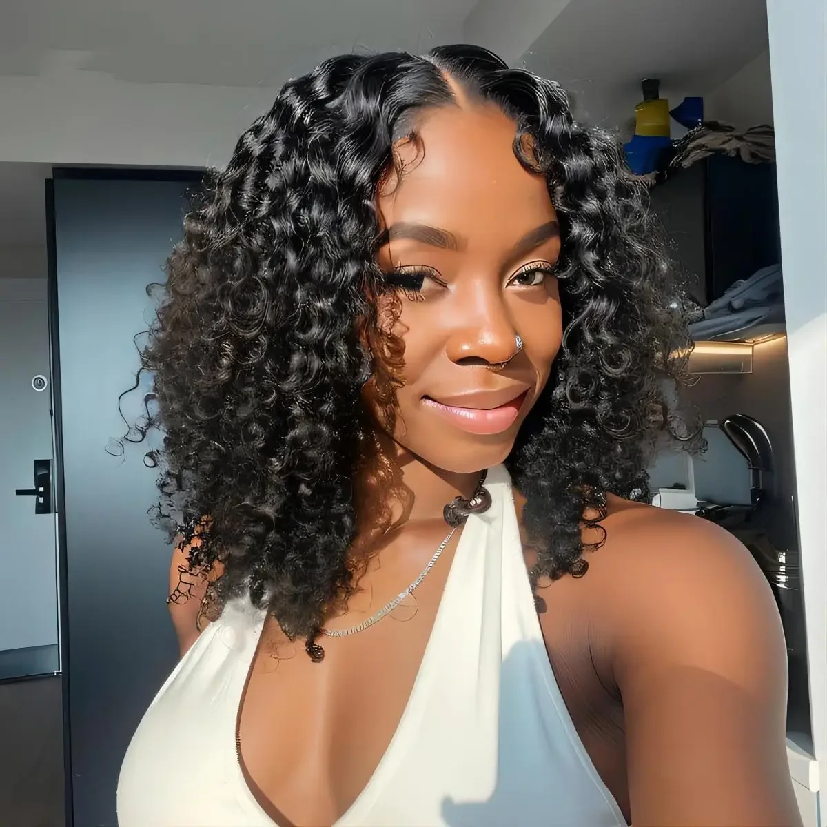 180% Short Bob Water Wave Lace Front Wig_voghion.com