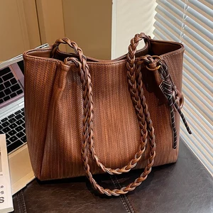 New Arrival Contrast Color Bag in Bag Sets Large Capacity PU Tote Bag With Pouch Double Side  Purses and Handbags