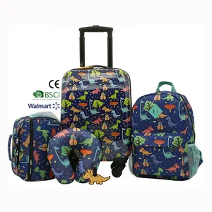 Luggage Kids New Design Kids 4 Wheels Spinner System Travel Backpack Lunch Bag Luggage Tag Travel Pillow 5PCS Luggage Set