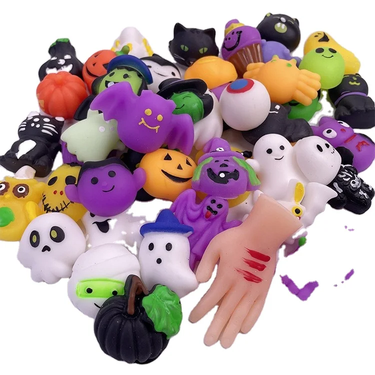Wholesale Halloween Mochi Squishy Toy Stress Relief Mini Cute Soft TPR  Animals Spider Pumpkin Ghost Squeeze Fidget Toys for Kids