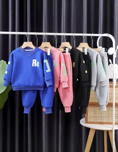 Wholesale Cheap Two-piece Autumn Winter New Neck Long Sleeves Kids Boys Girls Casual Breathable Polyester Sweatshirt Sweatpants
