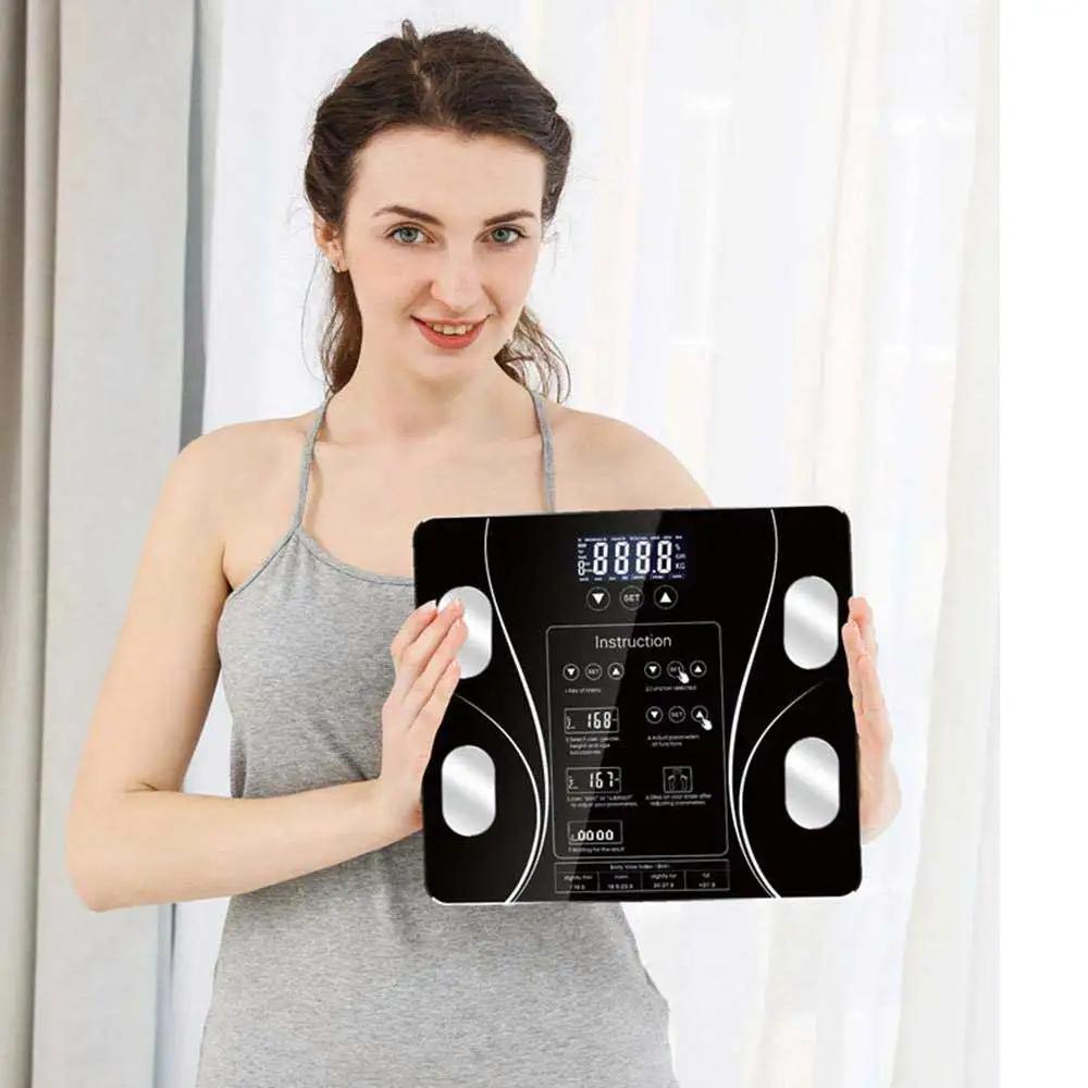 1pc Smart Led Digital Weight Scale With Fat Measurement Function