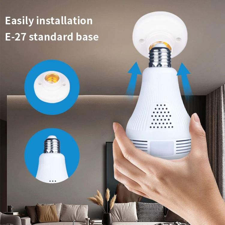 V380 Pro App Full HD 960P Panoramic Bulb Camera Secure Smart