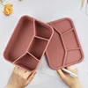 Brick red-four compartment silicone lunch box