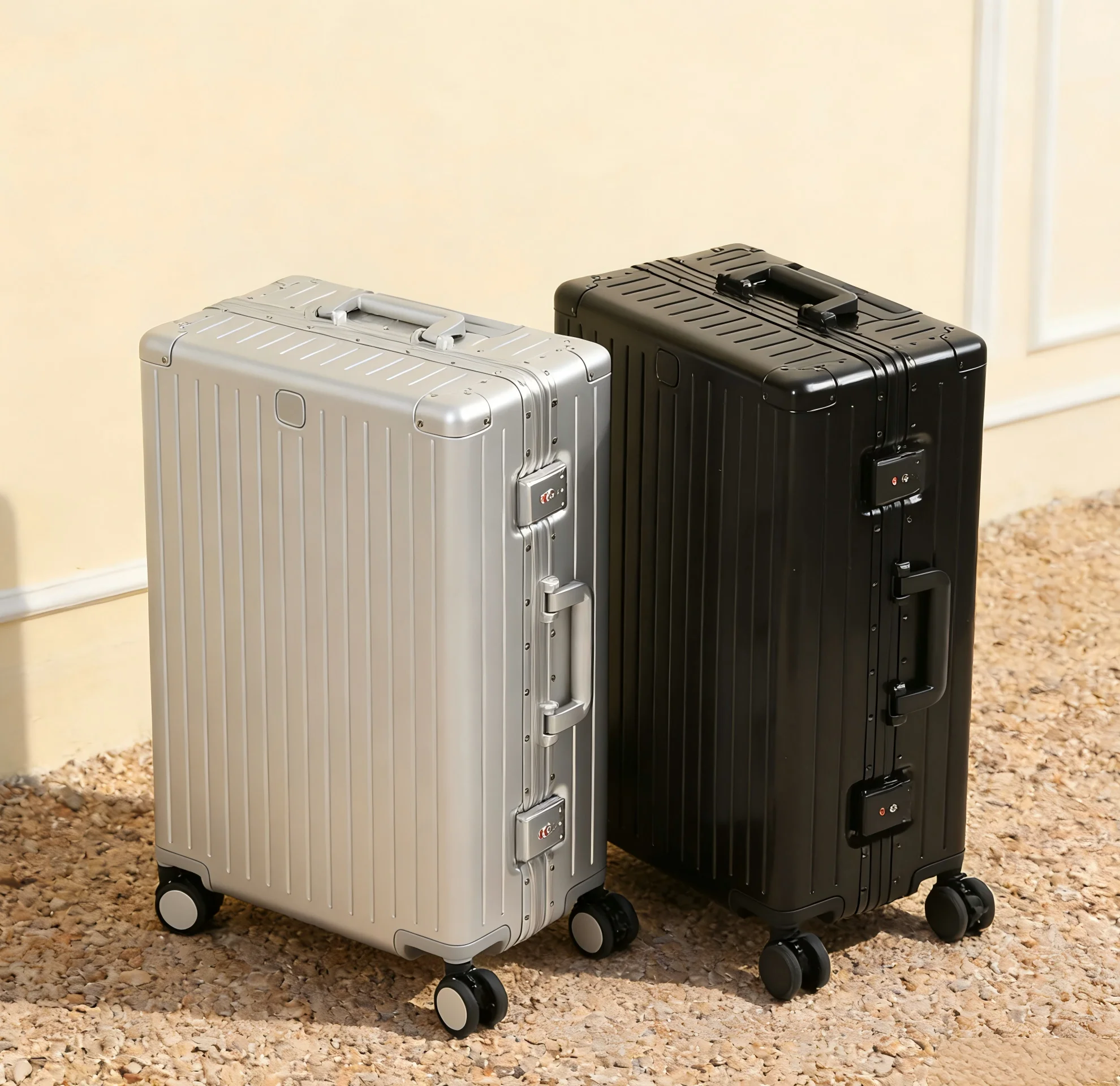 High-End Carry-On Case New Design Full Aluminum Suitcase with Brake Spinner Wheels Anti-Theft Modern Style Luggage 20 Inch