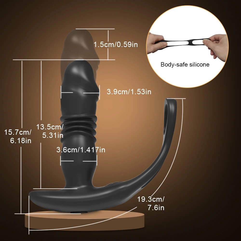 App Control 9 Thrusting and Vibration Modes  Prostate Stimulator and Cock Ring Anal Plug for Men