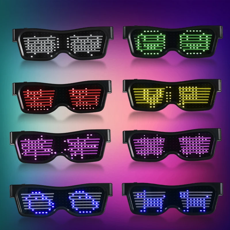 LED Bril Licht Op Bril – Bluetooth APP Smart Display, USB Oplaadbaar, 4 Modi (Tekst, Animatie, Ritme, Doodle) – Voor Nachtclub, Party & DJ