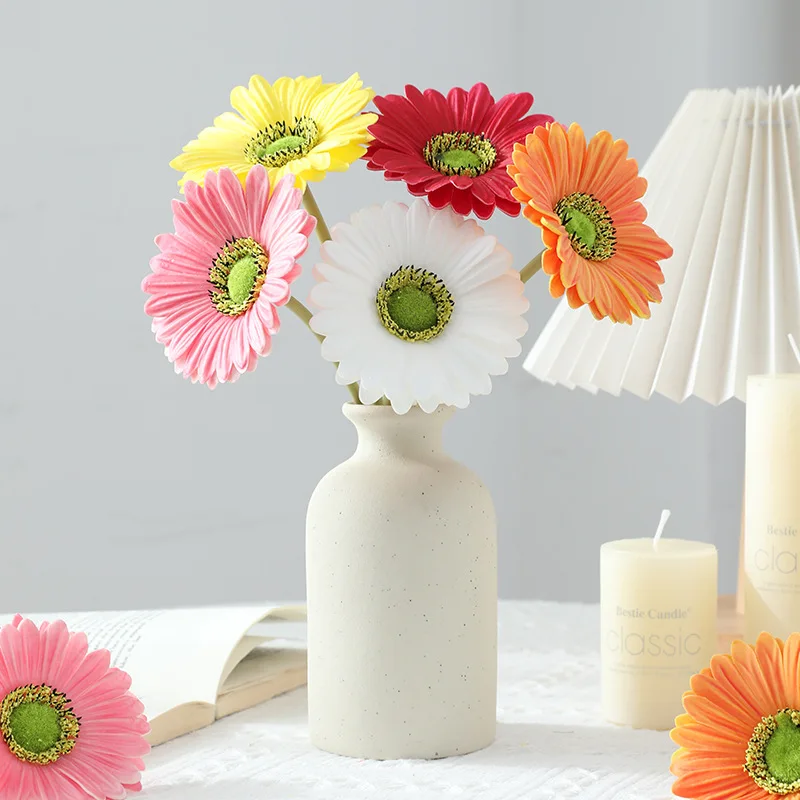 Multicolor Artificial Daisy Flower PU Gerbera Flower for Wedding Party Home Kitchen Decor Floral Arrangements