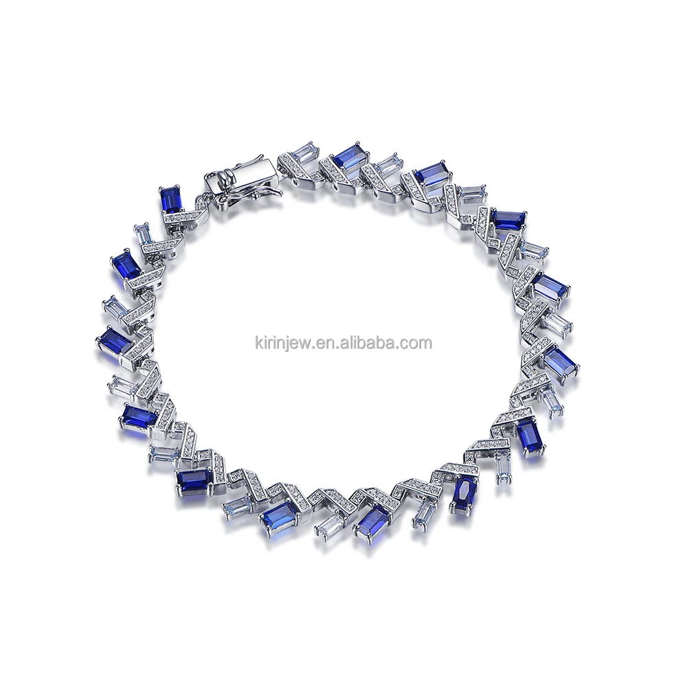 Luxury 925 sterling silver bracelet drop blue natural stone hand bracelet fashion bracelet pierr naturel women men gift