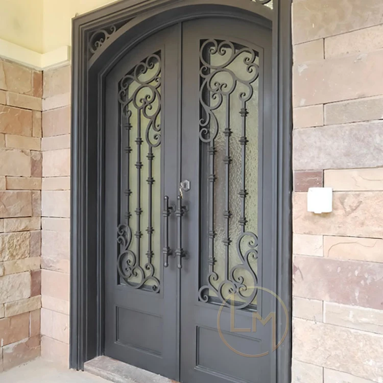Victorian Style Classical Wrought Iron Partition Lattice Front Door Steel Villa Application