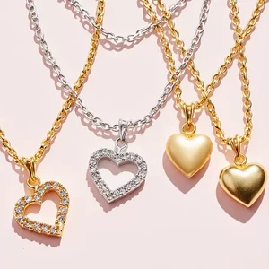 High Quality Stainless Steel PVD Gold Plated Love Heart Pendant Necklace Wholesale Custom Jewelry Romantic Women