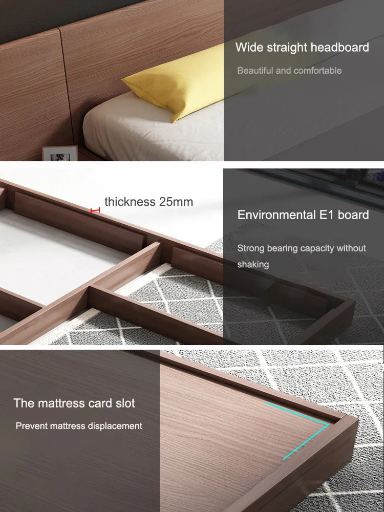 Modern Simple MDF Platform Bed Frame - Queen King Size
