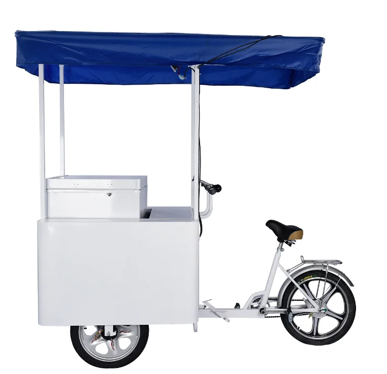 Solar helado congelador con triciclo, bicicleta de carro|