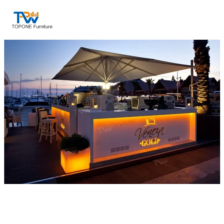 Customization Luminous Glow Mobile Fixed Light Wedding Reception Event Bar Counter Portable Cocktail Bar Indoor bar Counter