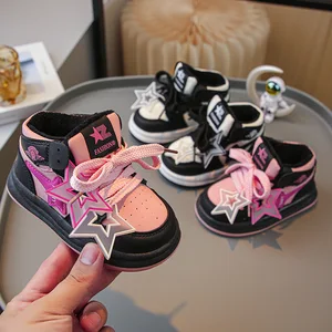 New Arrival Fashion Girls Sneakers Pink Stars Cute Shoes Casual Sports Shoes Children's Running Shoes