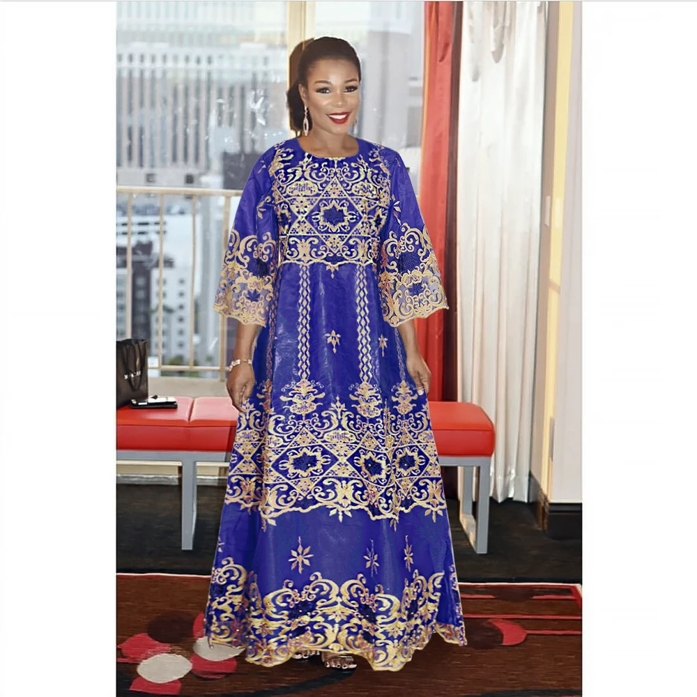 H & D Dashiki African Dresses for Women Bazin Riche Embroidery Long Dress Formal Traditional African Dresses With Headtie H & D Dashiki African Dresses for Women Bazin Riche Embroidery Long Dress Formal Traditional African Dresses With Headtie