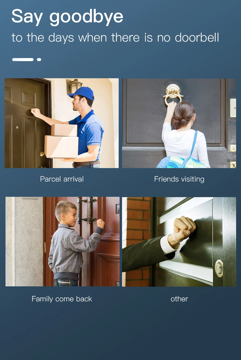 Kerui multifunctional smart ring door bell wifi home alarm wireless doorbell and button