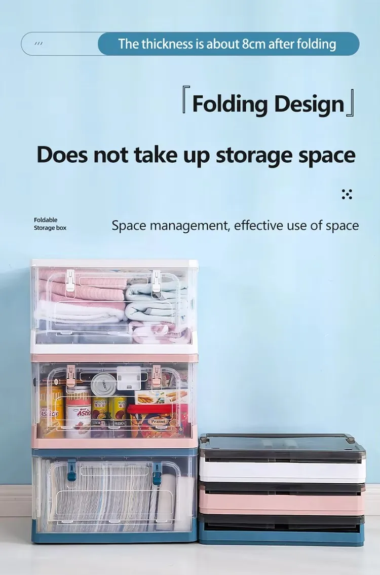 Multifunctional Transparent Double Open Plastic Storage Box Rectangular Detachable Collapsible Camping Folding Rectangle Box manufacture