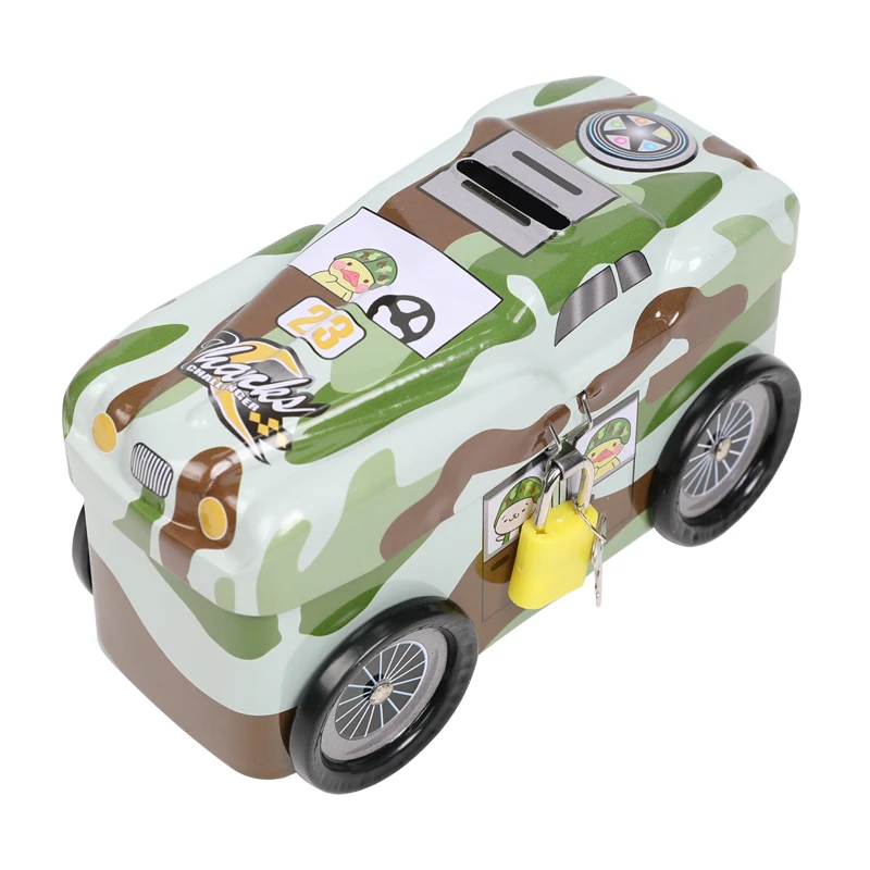 TOPSTHINK High Quality Children's Mini jeep Shaped Camouflage Money Box with Lock