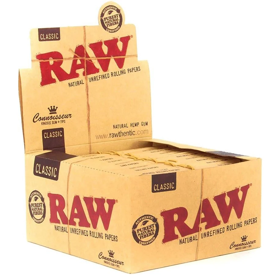 Raw Unrefined Classic 1.25 1 1/4 Size Cigarette Rolling Papers Full Box ...