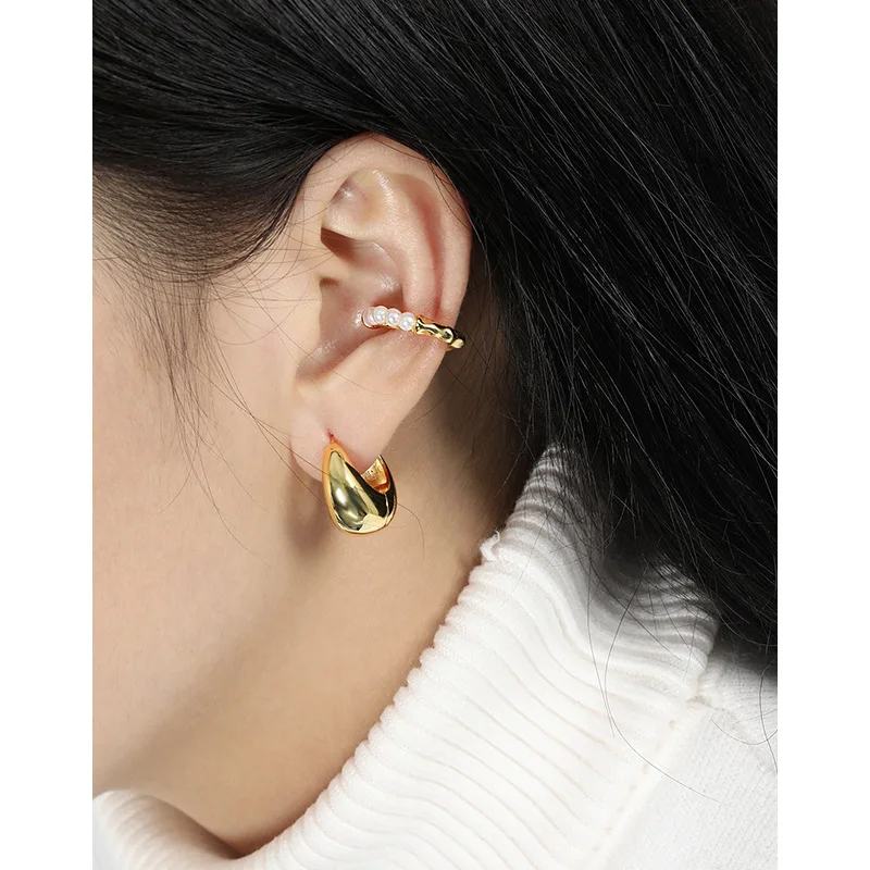 Chunky Thick Small Hoop Earring 18K Yellow Gold in S925 Sterling Silver Thick Huggie Hoop Earrings