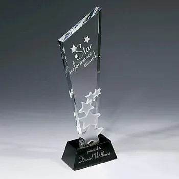 Wholesale Custom Polished Crystal Glass Frosted Awards and Trophies Rising Stars Theme Nautical Style UV Printing