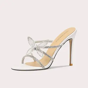 Fashion Sexy Butterfly Rhinestone Decoration Open Toe Women's Shoes High Heel Woman Heels Shoes